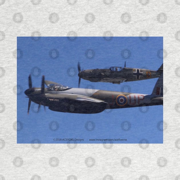 DH 98 Mosquito and Bf-109E3 fly-by by acefox1